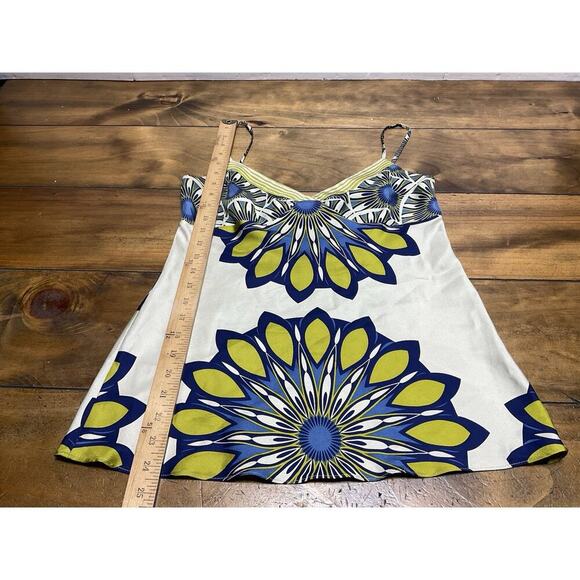 Vince Womens Silk Floral Print Spaghetti Strap Camisole Blouse Top Green Size 6 - Picture 4 of 9